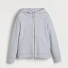 Travelwear-Brunello Cucinelli Topwear in felpa Smooth di cotone con cappuccio, zip e monile Grigio Chiaro (C8003)