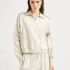 Travelwear-Brunello Cucinelli Topwear in interlock couture con zip, bordatura e monile Beige Chiaro (C2869)