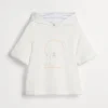 Travelwear-Brunello Cucinelli Topwear manica corta in piquet di cotone con cappuccio, stampa e ricamo Off-White (CNC82)