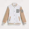 Travelwear-Brunello Cucinelli Topwear stile bomber in felpa di cotone con Patches Beige (CYA58)