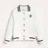 Travelwear-Brunello Cucinelli Topwear stile bomber in felpa Smooth di cotone con logo Off-White (C7220)