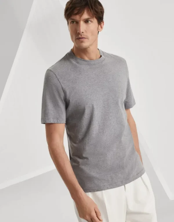 T-shirt & Polo-Brunello Cucinelli T-shirt girocollo in jersey di cotone Grigio Medio (C8190)