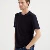 T-shirt & Polo-Brunello Cucinelli T-shirt girocollo in jersey leggero di seta e cotone con Faux Layering Blu Navy (CD361)