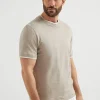 T-shirt & Polo-Brunello Cucinelli T-shirt girocollo in jersey di lino e cotone con Faux Layering Corteccia (CLT47)