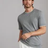 T-shirt & Polo-Brunello Cucinelli T-shirt girocollo in jersey leggero di seta e cotone con Faux Layering Grigio Medio (CNZ17)