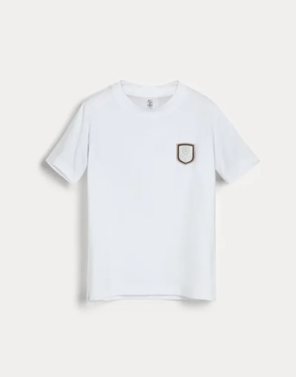 Travelwear | T-shirt & Camicie-Brunello Cucinelli T-shirt girocollo in nylon comfort con badge Tennis Bianco (C6159)