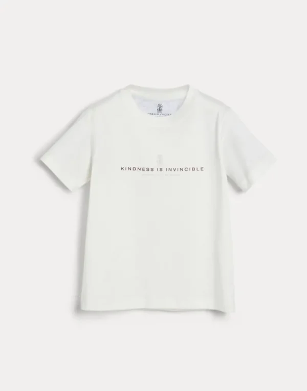 T-shirt & Camicie-Brunello Cucinelli T-shirt in jersey di cotone con stampa Off-White (C7220)