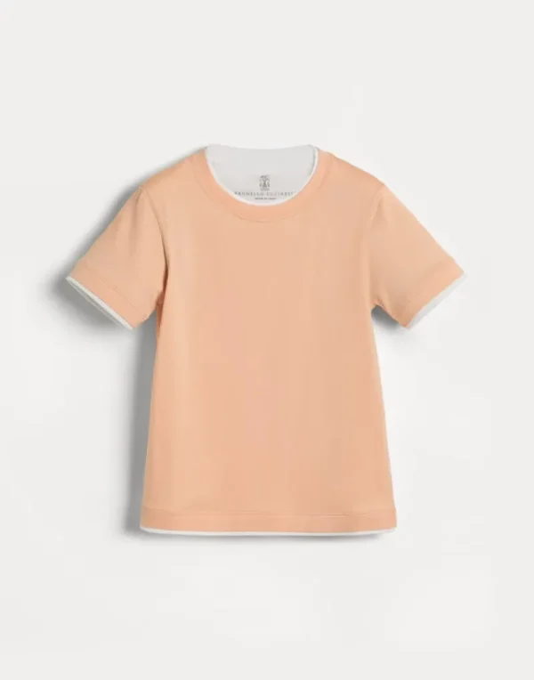 T-shirt & Camicie-Brunello Cucinelli T-shirt in jersey di cotone con Faux-Layering Arancio (C2122)