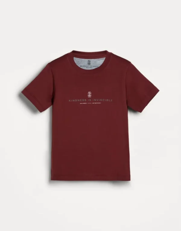 T-shirt & Camicie-Brunello Cucinelli T-shirt in jersey di cotone con stampa Rosso (C9724)