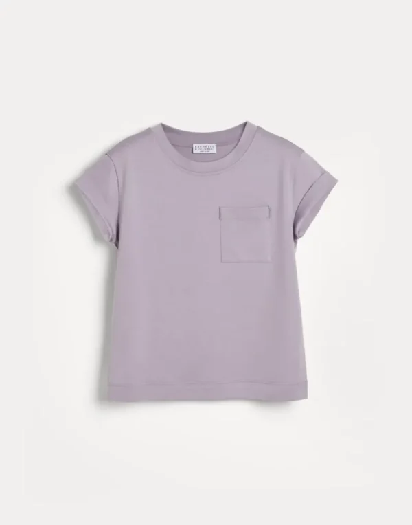 T-shirt & Camicie-Brunello Cucinelli T-shirt in jersey di cotone con monile Viola (C9101)