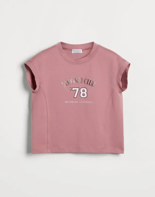 T-shirt & Camicie-Brunello Cucinelli T-shirt in jersey di cotone con stampa Rosa (C2926)