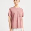 T-shirt & Top-Brunello Cucinelli T-shirt in jersey di cotone con Shiny Pocket Detail Rosa (C2926)