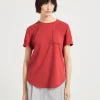 T-shirt & Top-Brunello Cucinelli T-shirt in jersey di cotone con Shiny Pocket Detail Rosso (C7901)