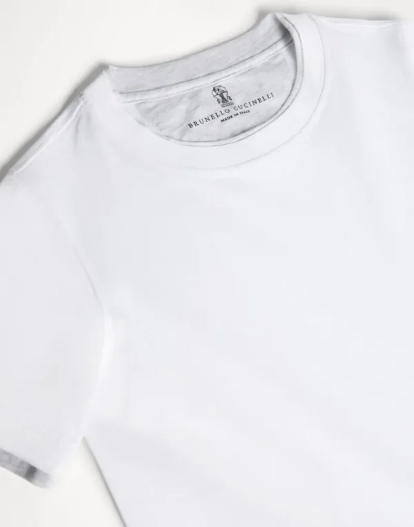 T-shirt & Camicie-Brunello Cucinelli T-shirt in jersey di cotone con Faux-Layering Bianco (C6159)