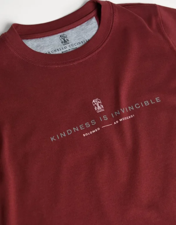 T-shirt & Camicie-Brunello Cucinelli T-shirt in jersey di cotone con stampa Rosso (C9724)