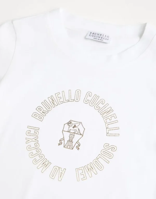 T-shirt & Camicie-Brunello Cucinelli T-shirt in jersey di cotone con stampa Bianco (CKA46)