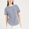 T-shirt & Top-Brunello Cucinelli T-shirt in jersey rigato di cotone con Shiny Pocket Detail Blu (C7047)