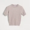 Maglieria-Brunello Cucinelli T-shirt in maglia di cashmere Sparkling a coste Rosa (C9614)