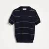 Maglieria-Brunello Cucinelli T-shirt in maglia leggera di cotone a righe Blu Navy (CG826)