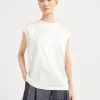 T-shirt & Top-Brunello Cucinelli T-shirt in raso di seta stretch con monile Bianco (C600)