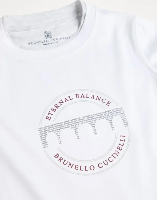 T-shirt & Camicie-Brunello Cucinelli T-shirt manica lunga in jersey di cotone con Faux-Layering e stampa Bianco (CW787)