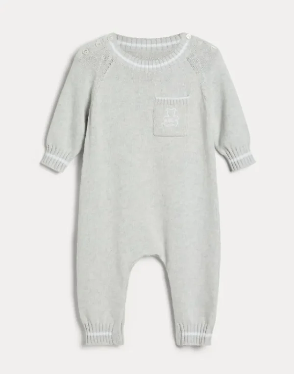 Newborn (0-24 Mesi)-Brunello Cucinelli Tuta Baby Bernie in maglia di cotone Nebbia (CV906)