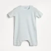 Newborn (0-24 Mesi)-Brunello Cucinelli Tuta Baby Bernie in maglia leggera di cotone a righe Celeste (CSU78)