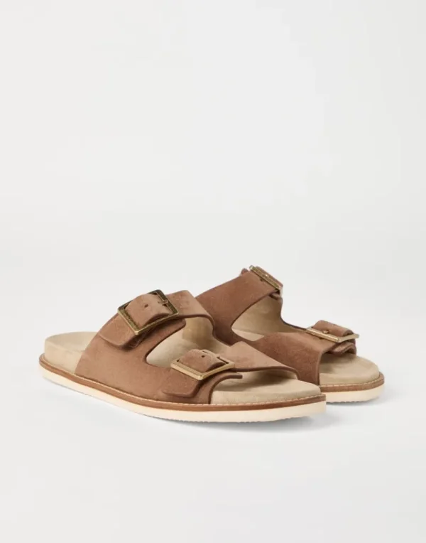 Slides & Infradito-Brunello Cucinelli Urban Slides in camoscio lavato Nocciola (CHW89)