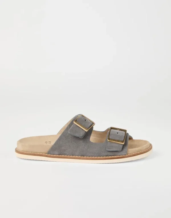 Slides & Infradito-Brunello Cucinelli Urban Slides in camoscio lavato Taupe Smoke (CAY30)