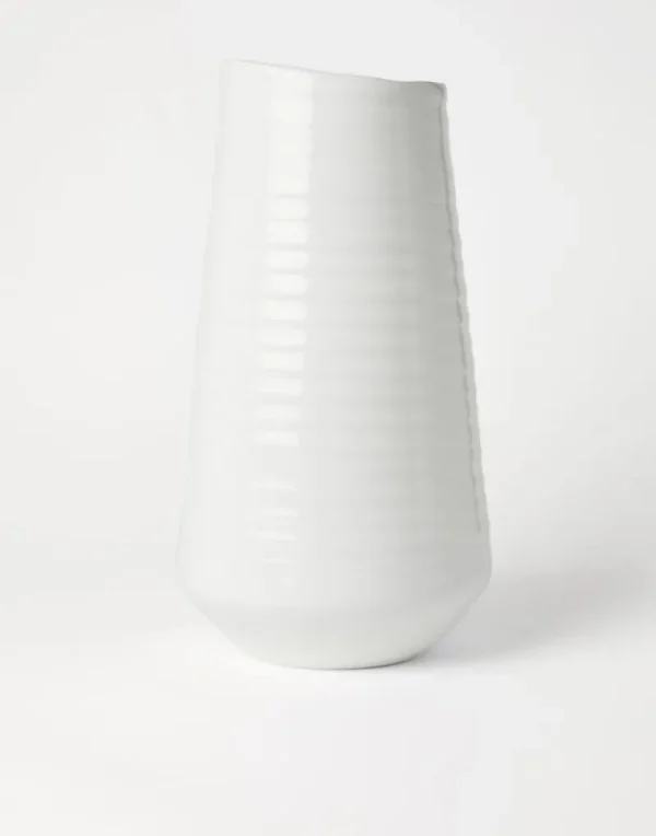 Creazioni In Ceramica-Brunello Cucinelli Vaso alto maxi in ceramica Tradition Latte (CLATT)