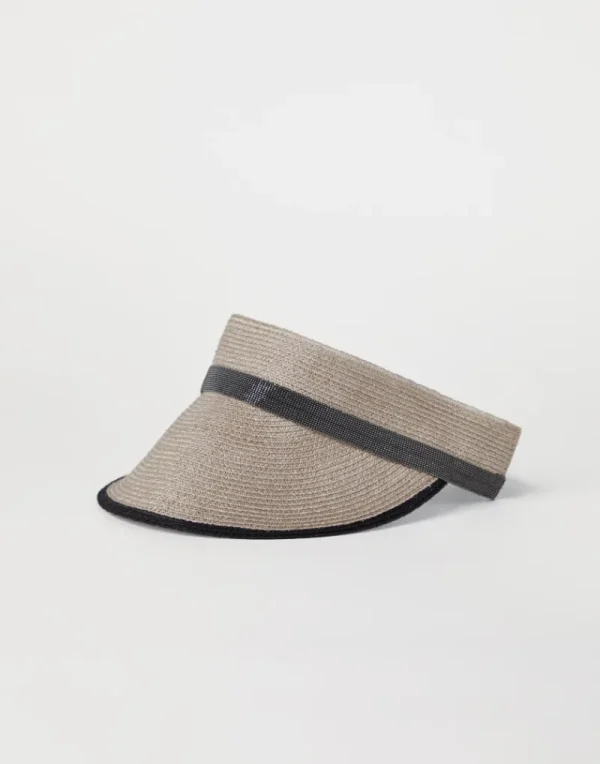 Cappelli-Brunello Cucinelli Visiera in canapa e cotone con Precious Band Deserto (CGV65)