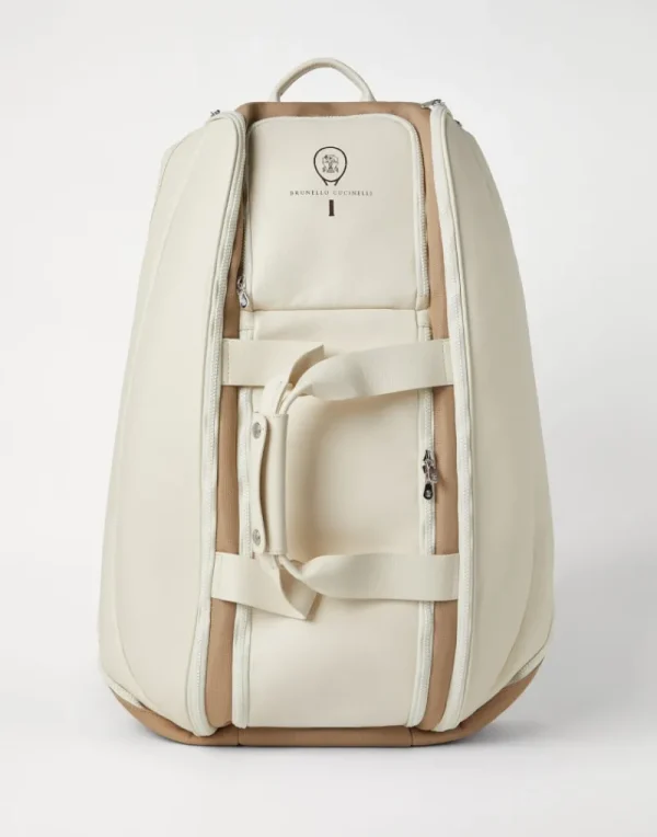 Travel Essentials-Brunello Cucinelli Zaino Tennis in vitello con grana e nylon Beige (CAF27)